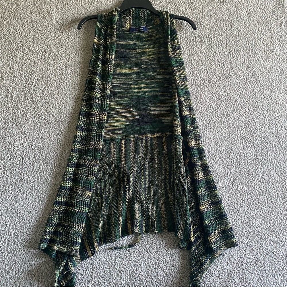 Lumiere sweater vest Womens XS-S Green and Yellow Patterned Cardigan